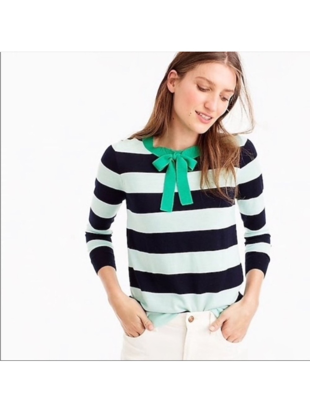 Jcrew tippi tie sweater in striped merino wool